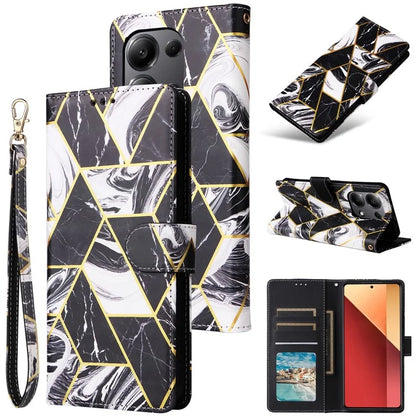 For Xiaomi Redmi Note 13 Pro 4G / Poco M6 Pro 4G Leather Flip Cover Marble Pattern Stand Wallet Phone Case
