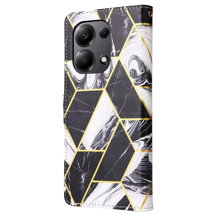 For Xiaomi Redmi Note 13 Pro 4G / Poco M6 Pro 4G Leather Flip Cover Marble Pattern Stand Wallet Phone Case