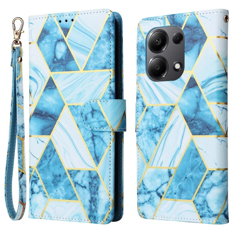 For Xiaomi Redmi Note 13 Pro 4G / Poco M6 Pro 4G Leather Flip Cover Marble Pattern Stand Wallet Phone Case