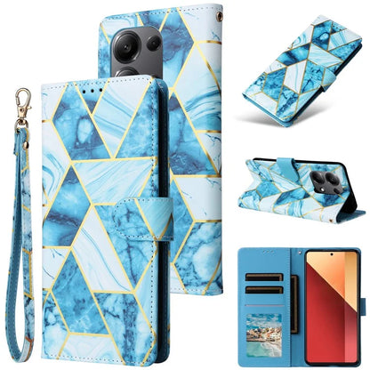 For Xiaomi Redmi Note 13 Pro 4G / Poco M6 Pro 4G Leather Flip Cover Marble Pattern Stand Wallet Phone Case
