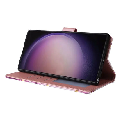 For Samsung Galaxy S24 Ultra Wallet Case Marble Pattern Lacquered Leather Cover