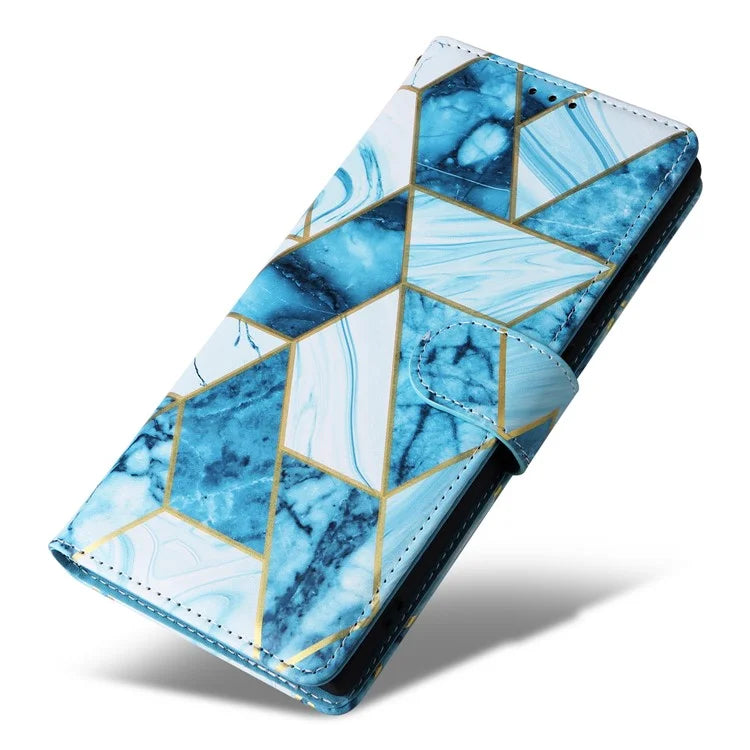 For Samsung Galaxy S24 Ultra Wallet Case Marble Pattern Lacquered Leather Cover