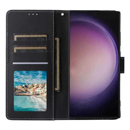 For Samsung Galaxy S24 Ultra Wallet Case Marble Pattern Lacquered Leather Cover