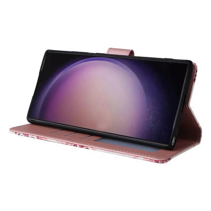 For Samsung Galaxy S24 Ultra Wallet Case Marble Pattern Lacquered Leather Cover