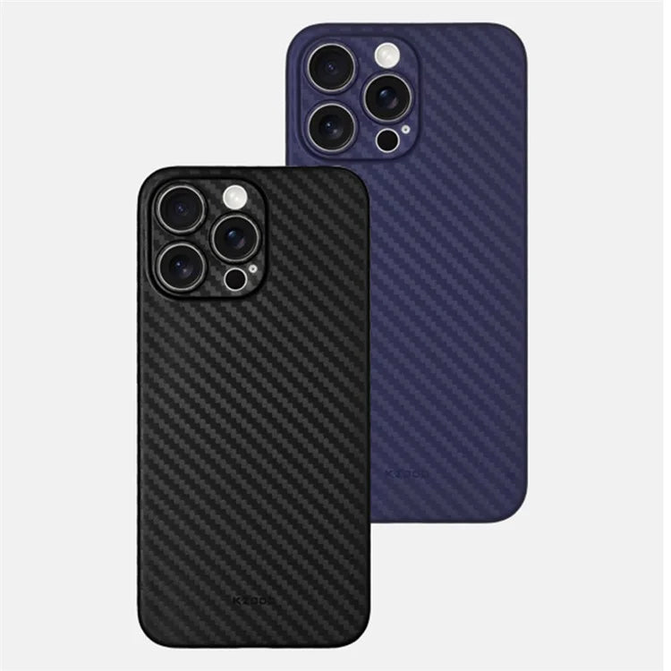 KZDOO For iPhone 15 Pro Case Carbon Fiber Texture PP Cell Phone Back Cover