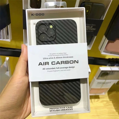 KZDOO For iPhone 15 Pro Case Carbon Fiber Texture PP Cell Phone Back Cover