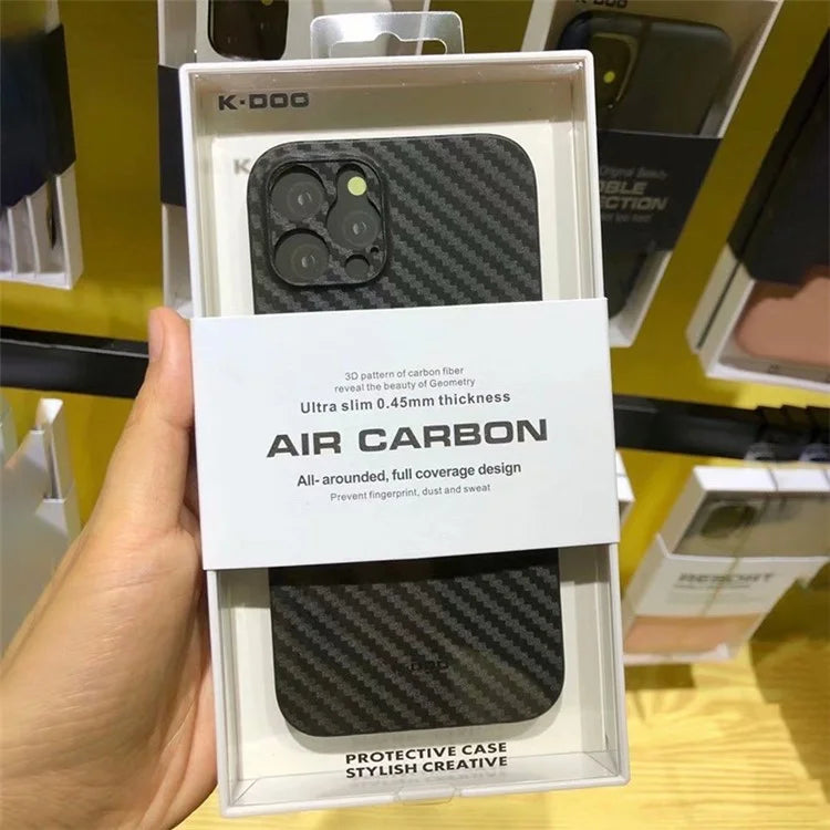 KZDOO For iPhone 15 Pro Max Carbon Fiber Texture Back Case PP Cell Phone Cover