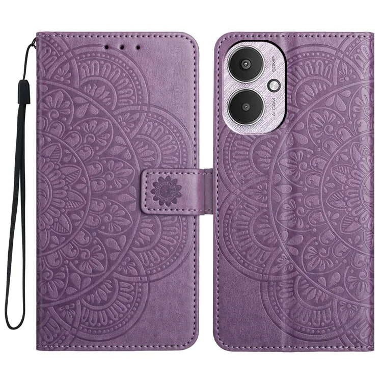 For Xiaomi Redmi 13C 4G / 13C 5G / Poco C65 4G Case PU Leather Mandala Imprinted Phone Cover