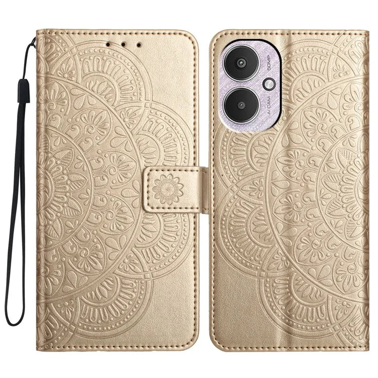 For Xiaomi Redmi 13C 4G / 13C 5G / Poco C65 4G Case PU Leather Mandala Imprinted Phone Cover