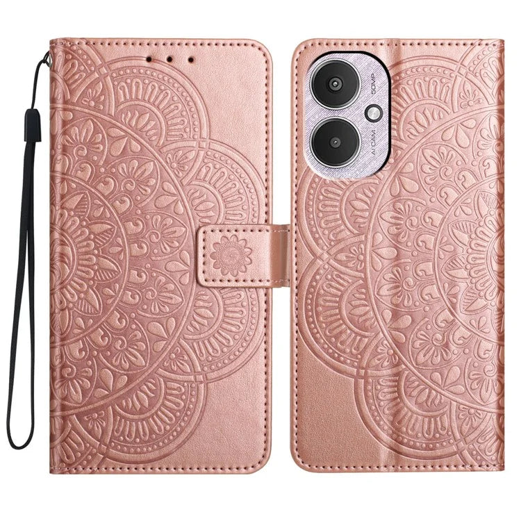 For Xiaomi Redmi 13C 4G / 13C 5G / Poco C65 4G Case PU Leather Mandala Imprinted Phone Cover