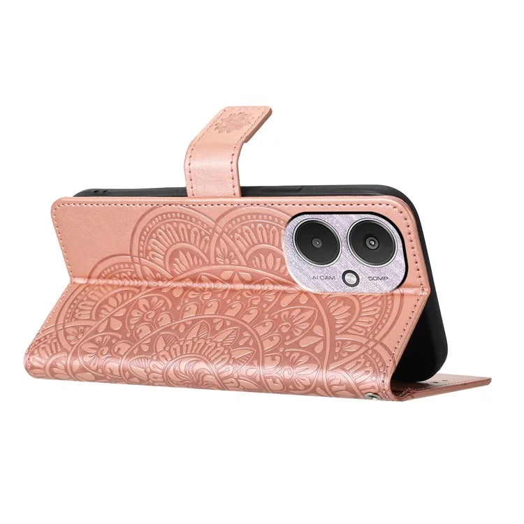 For Xiaomi Redmi 13C 4G / 13C 5G / Poco C65 4G Case PU Leather Mandala Imprinted Phone Cover