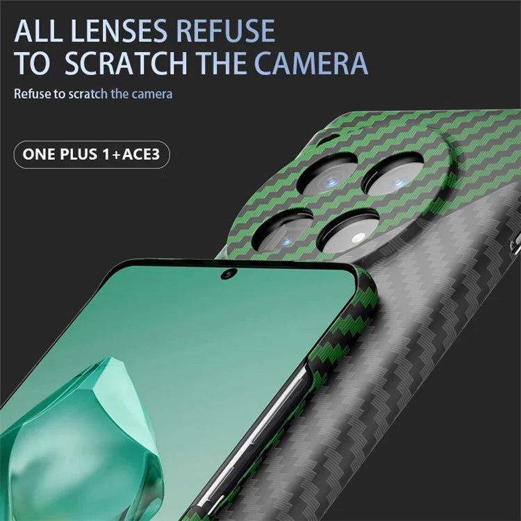 For OnePlus 12R 5G / Ace 3 5G Case Hard PC Phone Cover Splicing Carbon Fiber Texture