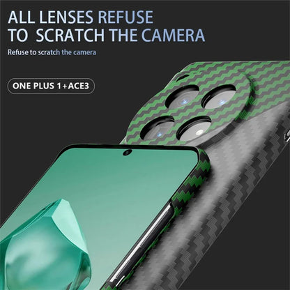 For OnePlus 12R 5G / Ace 3 5G Case Hard PC Phone Cover Splicing Carbon Fiber Texture