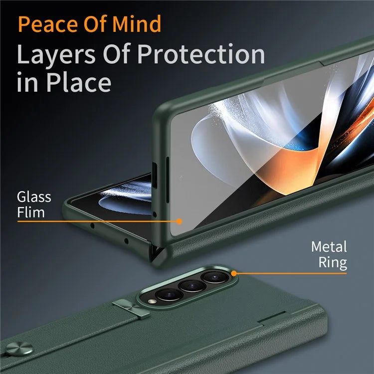 For Samsung Galaxy Z Fold4 5G Slim Case Hard PC Shockproof Kickstand Case with HD Screen Protector