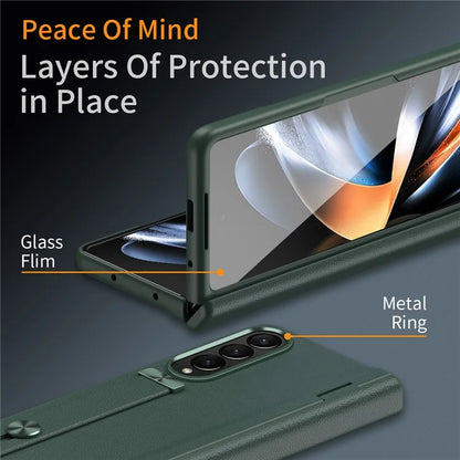 For Samsung Galaxy Z Fold4 5G Slim Case Hard PC Shockproof Kickstand Case with HD Screen Protector