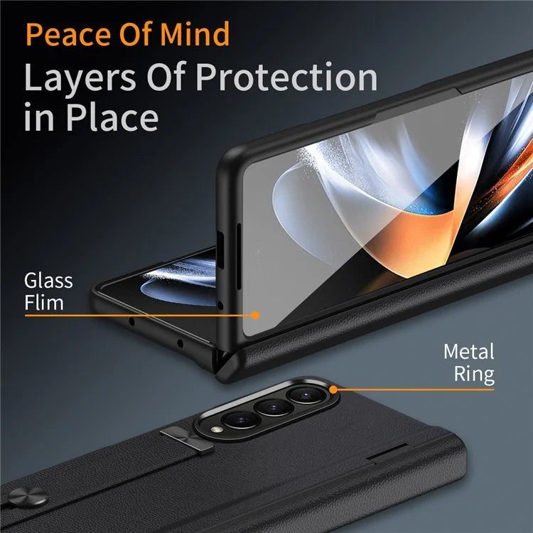 For Samsung Galaxy Z Fold4 5G Slim Case Hard PC Shockproof Kickstand Case with HD Screen Protector