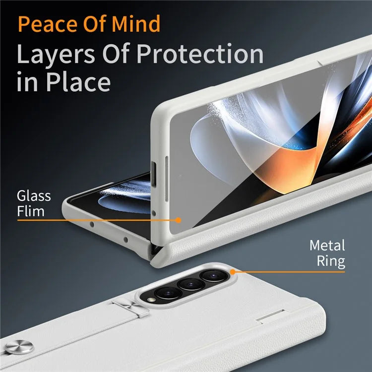 For Samsung Galaxy Z Fold4 5G Slim Case Hard PC Shockproof Kickstand Case with HD Screen Protector