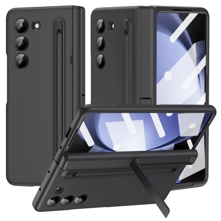 For Samsung Galaxy Z Fold5 5G Full Guard Case Hard PC Kickstand Phone Cover with Glass Film, Stylus