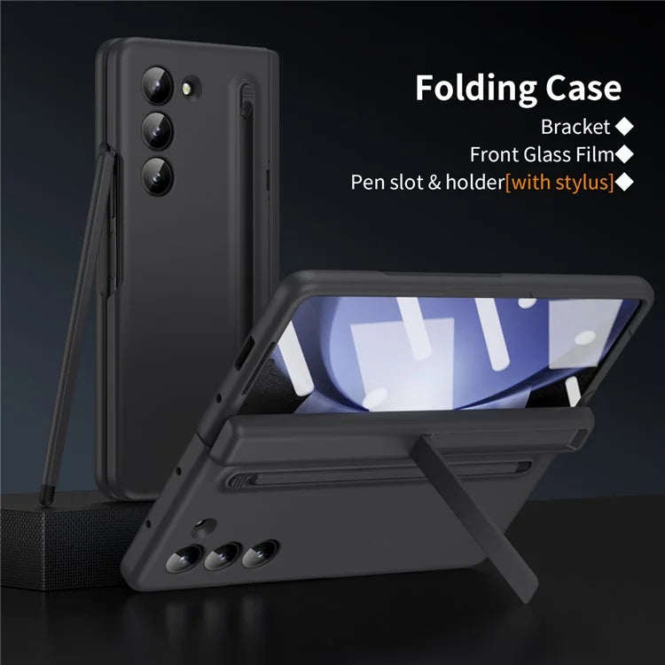 For Samsung Galaxy Z Fold5 5G Full Guard Case Hard PC Kickstand Phone Cover with Glass Film, Stylus