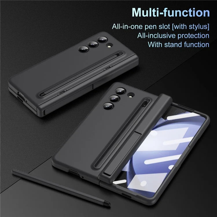 For Samsung Galaxy Z Fold5 5G Full Guard Case Hard PC Kickstand Phone Cover with Glass Film, Stylus