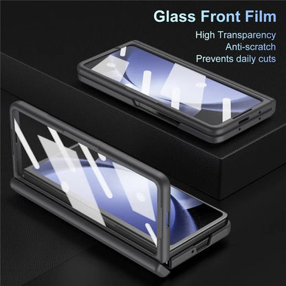 For Samsung Galaxy Z Fold5 5G Full Guard Case Hard PC Kickstand Phone Cover with Glass Film, Stylus