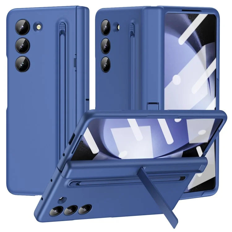For Samsung Galaxy Z Fold5 5G Full Guard Case Hard PC Kickstand Phone Cover with Glass Film, Stylus