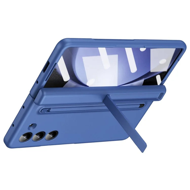For Samsung Galaxy Z Fold5 5G Full Guard Case Hard PC Kickstand Phone Cover with Glass Film, Stylus