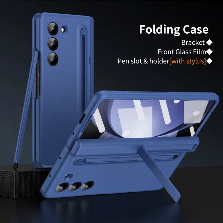 For Samsung Galaxy Z Fold5 5G Full Guard Case Hard PC Kickstand Phone Cover with Glass Film, Stylus