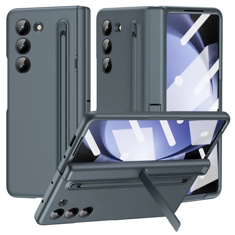For Samsung Galaxy Z Fold5 5G Full Guard Case Hard PC Kickstand Phone Cover with Glass Film, Stylus