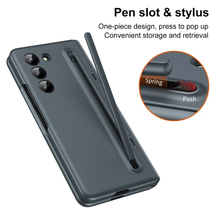 For Samsung Galaxy Z Fold5 5G Full Guard Case Hard PC Kickstand Phone Cover with Glass Film, Stylus