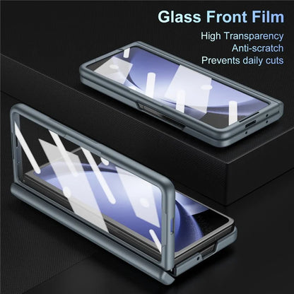 For Samsung Galaxy Z Fold5 5G Full Guard Case Hard PC Kickstand Phone Cover with Glass Film, Stylus