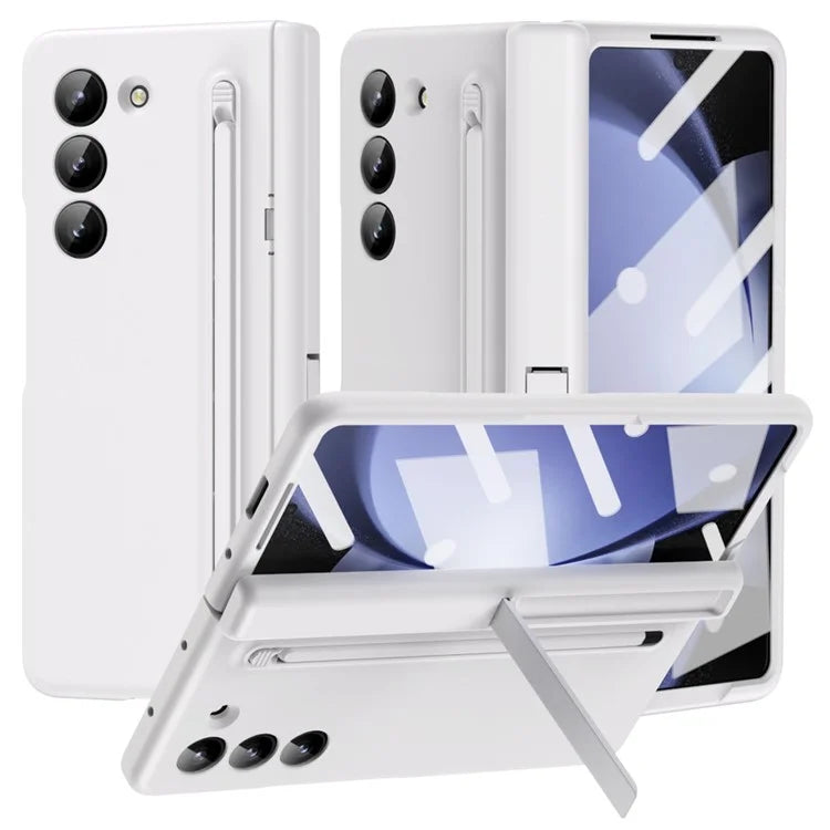 For Samsung Galaxy Z Fold5 5G Full Guard Case Hard PC Kickstand Phone Cover with Glass Film, Stylus