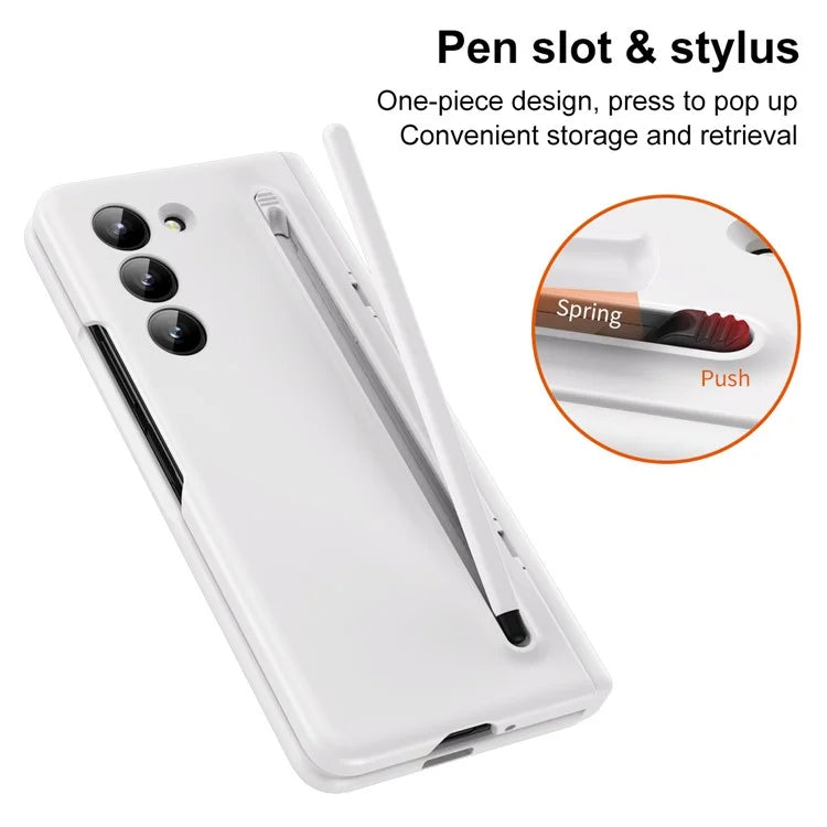 For Samsung Galaxy Z Fold5 5G Full Guard Case Hard PC Kickstand Phone Cover with Glass Film, Stylus