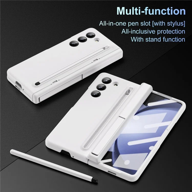 For Samsung Galaxy Z Fold5 5G Full Guard Case Hard PC Kickstand Phone Cover with Glass Film, Stylus