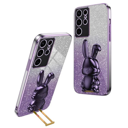 For Samsung Galaxy S23 Ultra Cartoon Rabbit Smartphone Cover Shockproof TPU+PC Case with Kickstand
