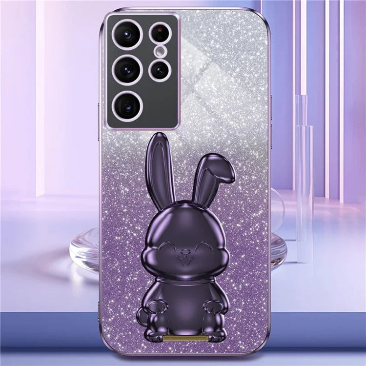 For Samsung Galaxy S23 Ultra Cartoon Rabbit Smartphone Cover Shockproof TPU+PC Case with Kickstand