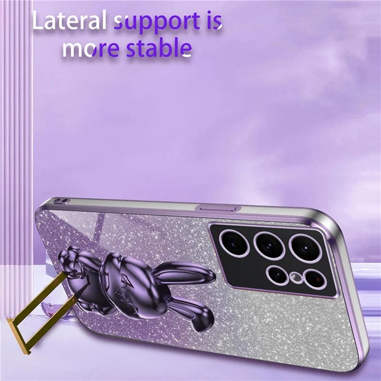 For Samsung Galaxy S23 Ultra Cartoon Rabbit Smartphone Cover Shockproof TPU+PC Case with Kickstand