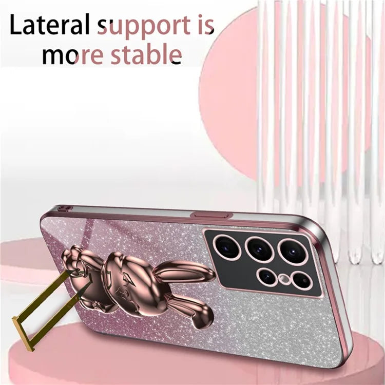 For Samsung Galaxy S23 Ultra Cartoon Rabbit Smartphone Cover Shockproof TPU+PC Case with Kickstand