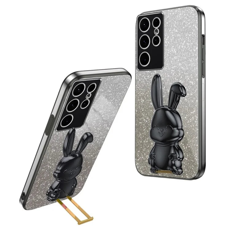For Samsung Galaxy S23 Ultra Cartoon Rabbit Smartphone Cover Shockproof TPU+PC Case with Kickstand