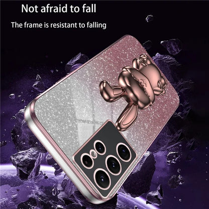 For Samsung Galaxy S24 Ultra Cell Phone Back Protector Cartoon Rabbit Pull-out Kickstand Cover
