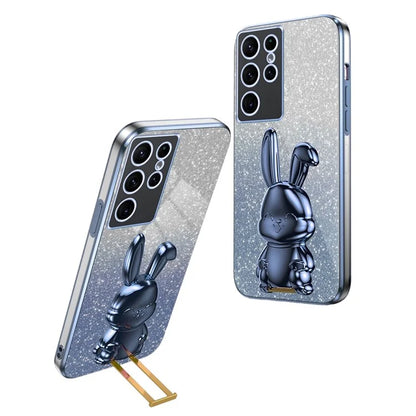 For Samsung Galaxy S24 Ultra Cell Phone Back Protector Cartoon Rabbit Pull-out Kickstand Cover