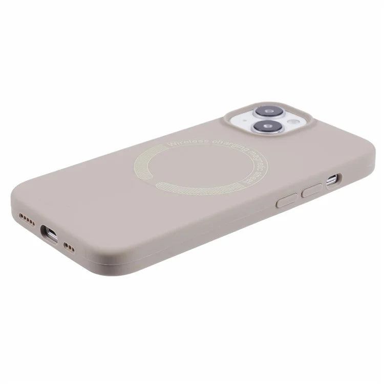 BJT Series For iPhone 15 Case TPU+Silicone Fabric Lining Magnetic Phone Case (Big Rear Lens Hole)