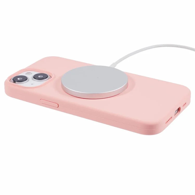 BJT Series For iPhone 15 Case TPU+Silicone Fabric Lining Magnetic Phone Case (Big Rear Lens Hole)