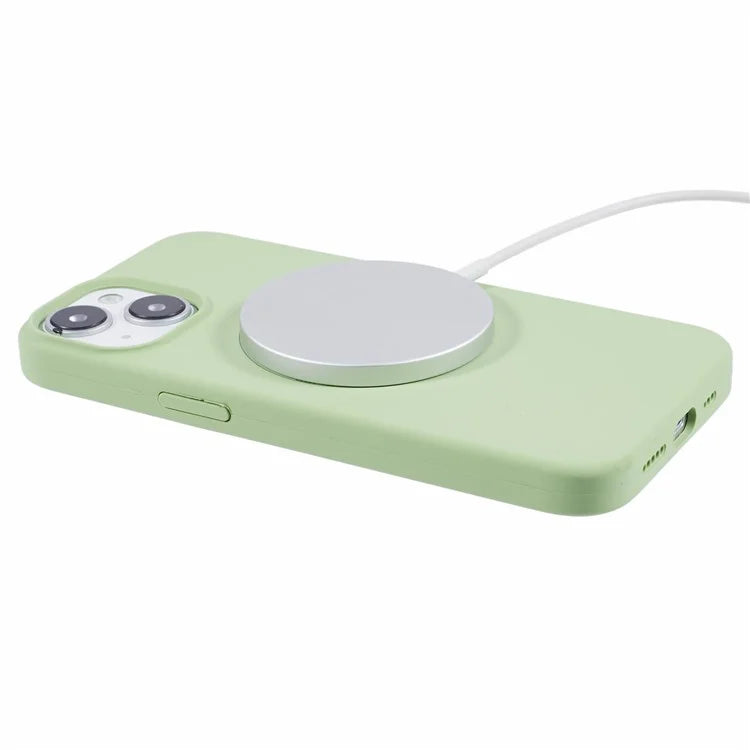 BJT Series For iPhone 14 Magnetic Phone Case TPU+Silicone Fabric Lining Back Cover