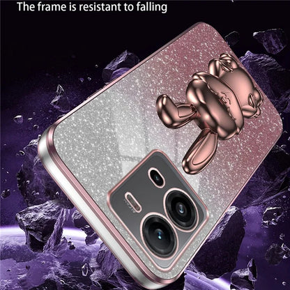 For vivo V25 5G Kickstand Case Rabbit Design PC+TPU Phone Cover