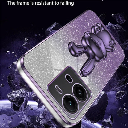 For vivo V25 5G Kickstand Case Rabbit Design PC+TPU Phone Cover