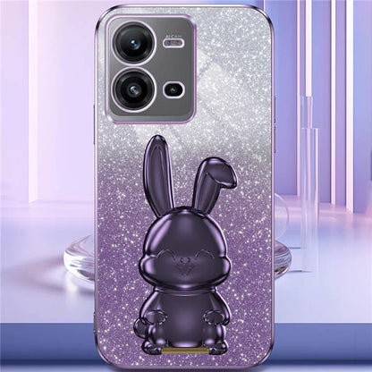 For vivo V25 5G Kickstand Case Rabbit Design PC+TPU Phone Cover