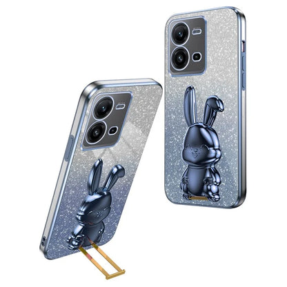 For vivo V25 5G Kickstand Case Rabbit Design PC+TPU Phone Cover