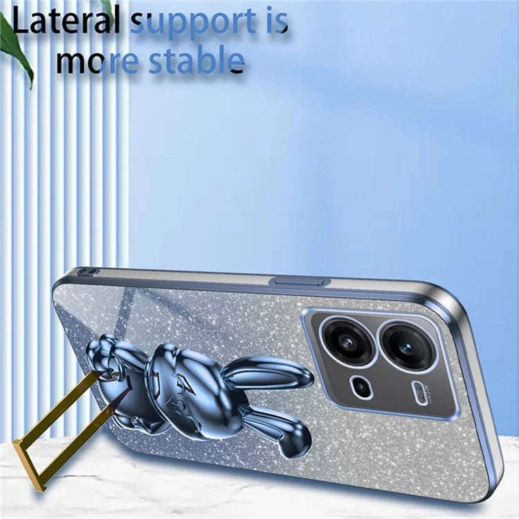 For vivo V25 5G Kickstand Case Rabbit Design PC+TPU Phone Cover