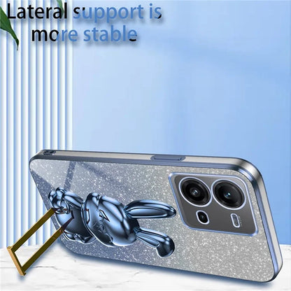 For vivo V25 5G Kickstand Case Rabbit Design PC+TPU Phone Cover